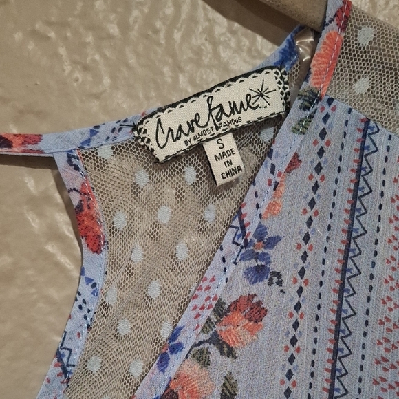 Crave Fame Blue Flutter Sleeve Ruffled Blouse - Picture 2 of 6